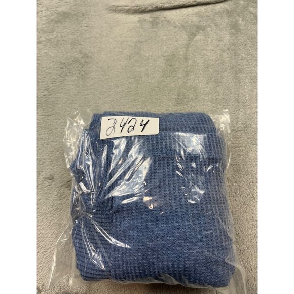 Alpine Lakes Mens Large Blue Textured Long Sleeve Thermal Top Workwear Waffle Kn - Picture 10 of 10